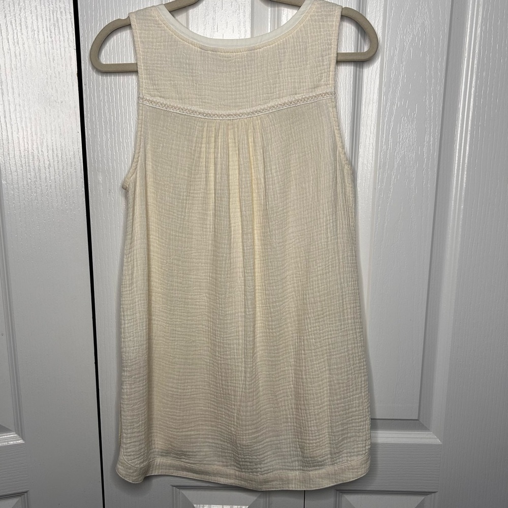 Soft Surroundings Women’s Cream Round Neck Tank Top Size Small Cotton Button - Picture 7 of 7